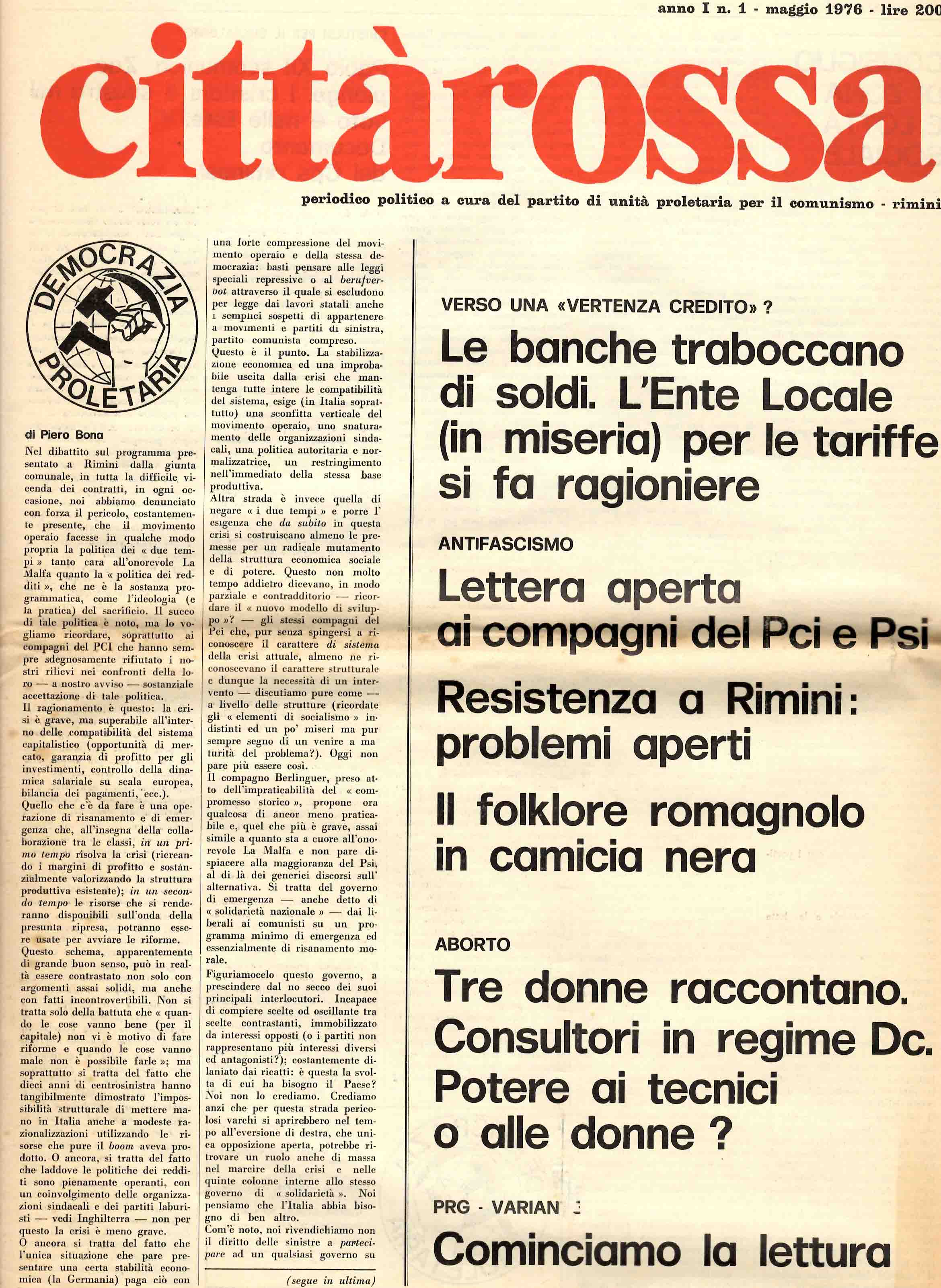 Città Rossa. Periodico politico a cura del Partito di Unità Proletaria per il Comunismo - Rimini
